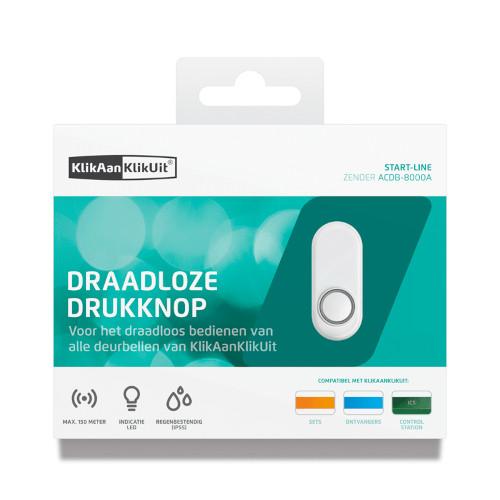 KlikAanKlikUit Draadloze Deurbel Drukknop - Wit